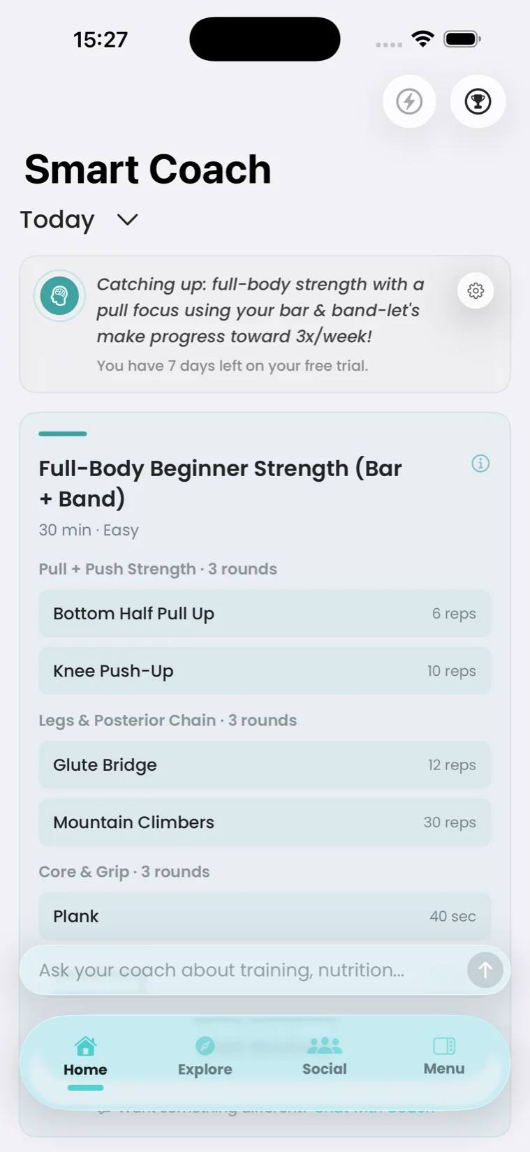 Caliverse Smart Coach - your home workout, planned for you