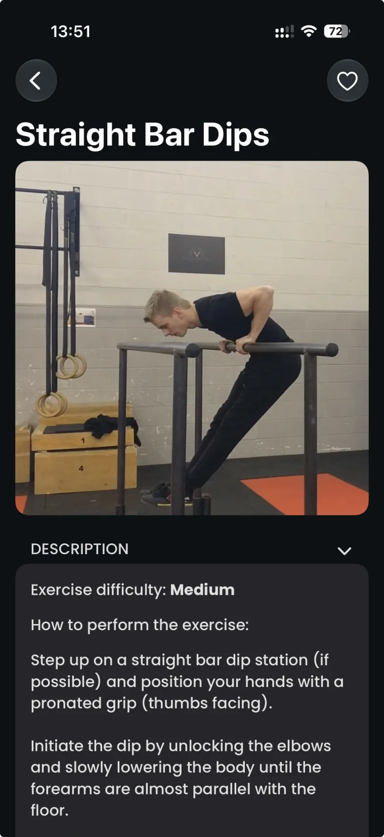 Caliverse exercise demo - straight bar dips technique